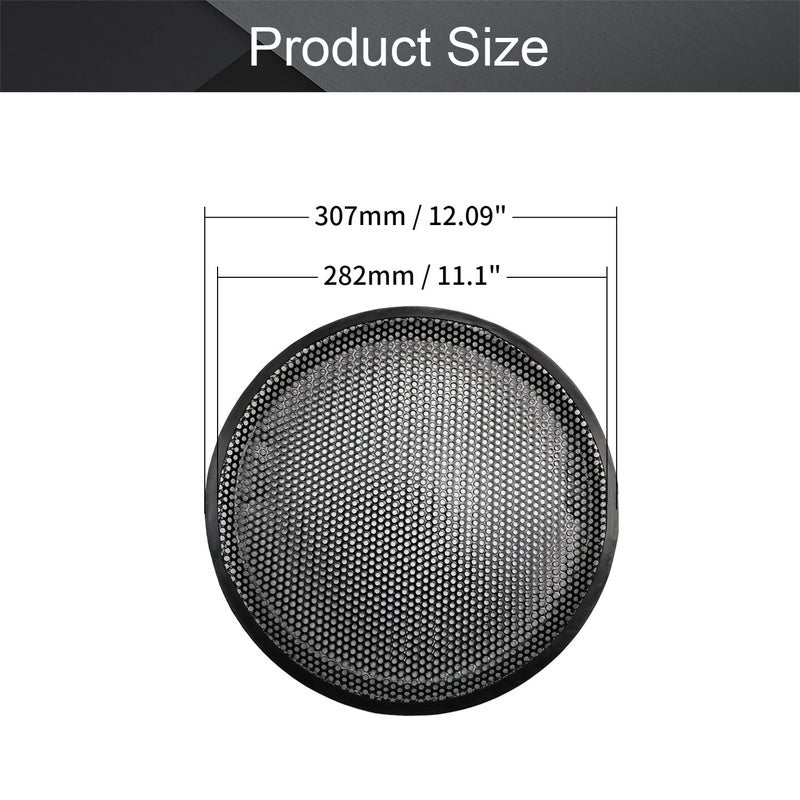 Fielect فيلكت 2 قطع غطاء شبكة مكبر الصوت 12 بوصة غطاء واقي لشبكة مضخم الصوت سيارة غطاء ويفل أسود - Image 2